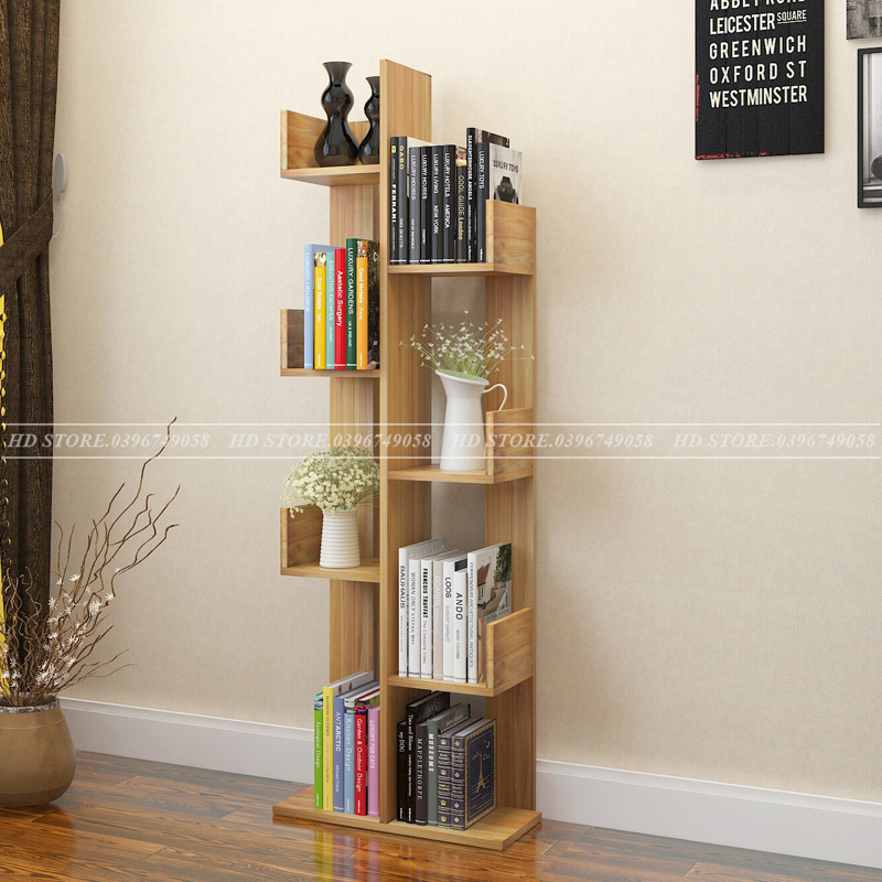 💥Kệ Sách Gỗ Nghệ Thuật Hình Cây-Kệ Sách Xương Rồng 8 Ngăn Lắp Ghép - Vân gỗ