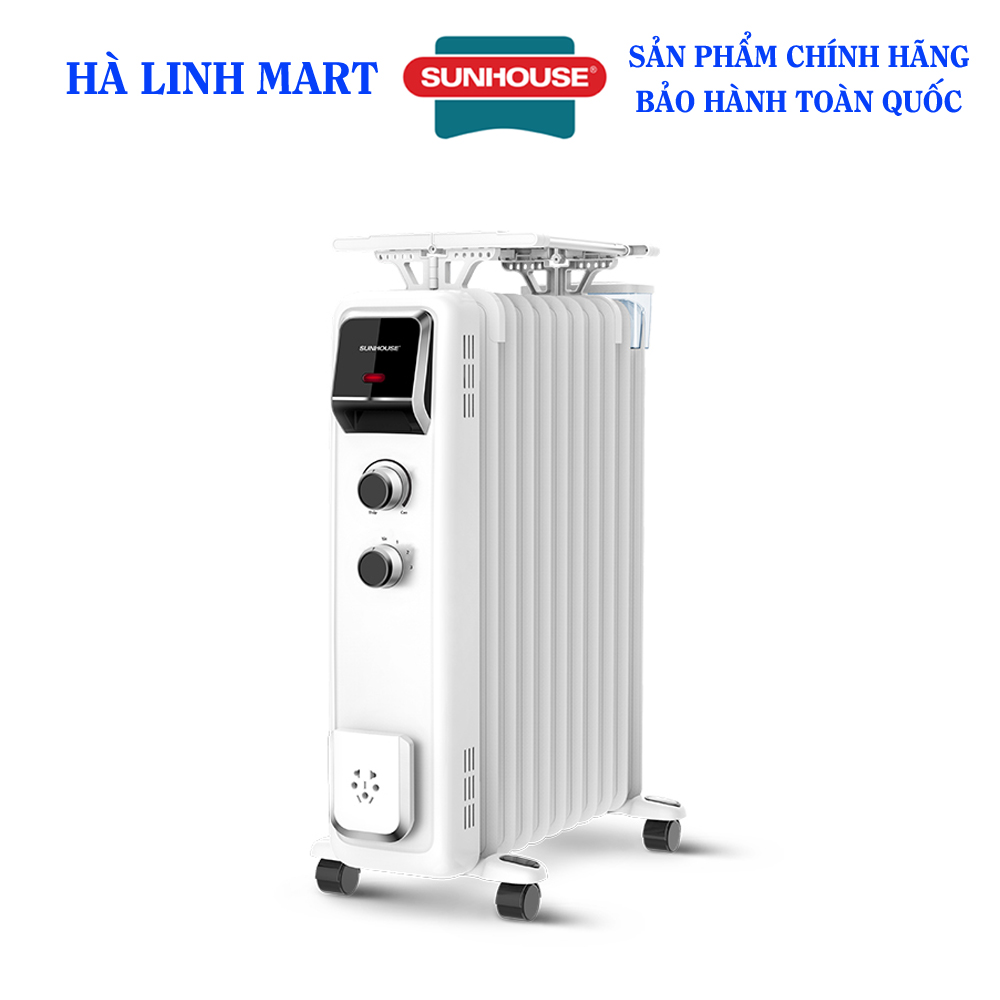 Máy sưởi dầu sunhouse 13 lá shd7084 - máy sưởi dầu có giá phơi, công suất mạnh mẽ 2400w, bảo hành 12 tháng