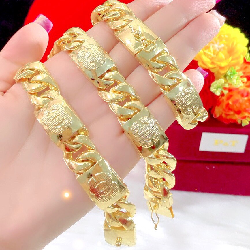 Lắc tay nữ kiểu chữ lắc dạng bọng mạ vàng 18k mẫu mới về