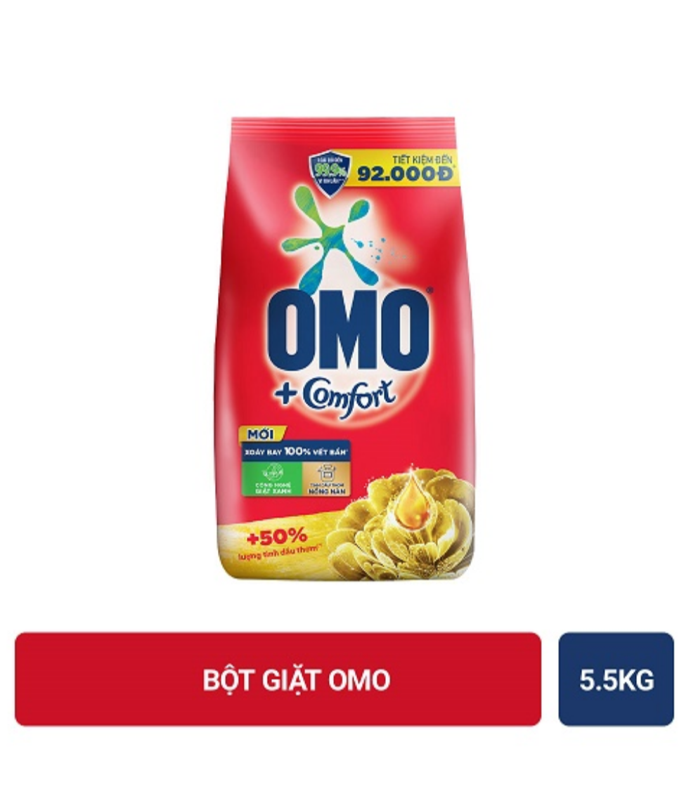 [HCM]Bột Giặt OMO 55kg Tinh Dầu Hoa Nhài và Gỗ Đàn Hương Tiết Kiệm Đến 92000