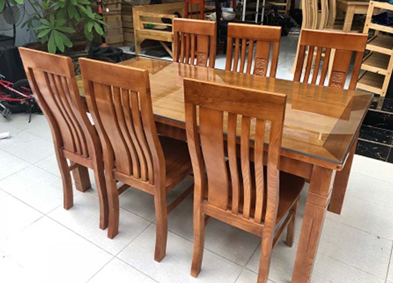 bộ bàn ăn 6 ghế gỗ sồi Nga