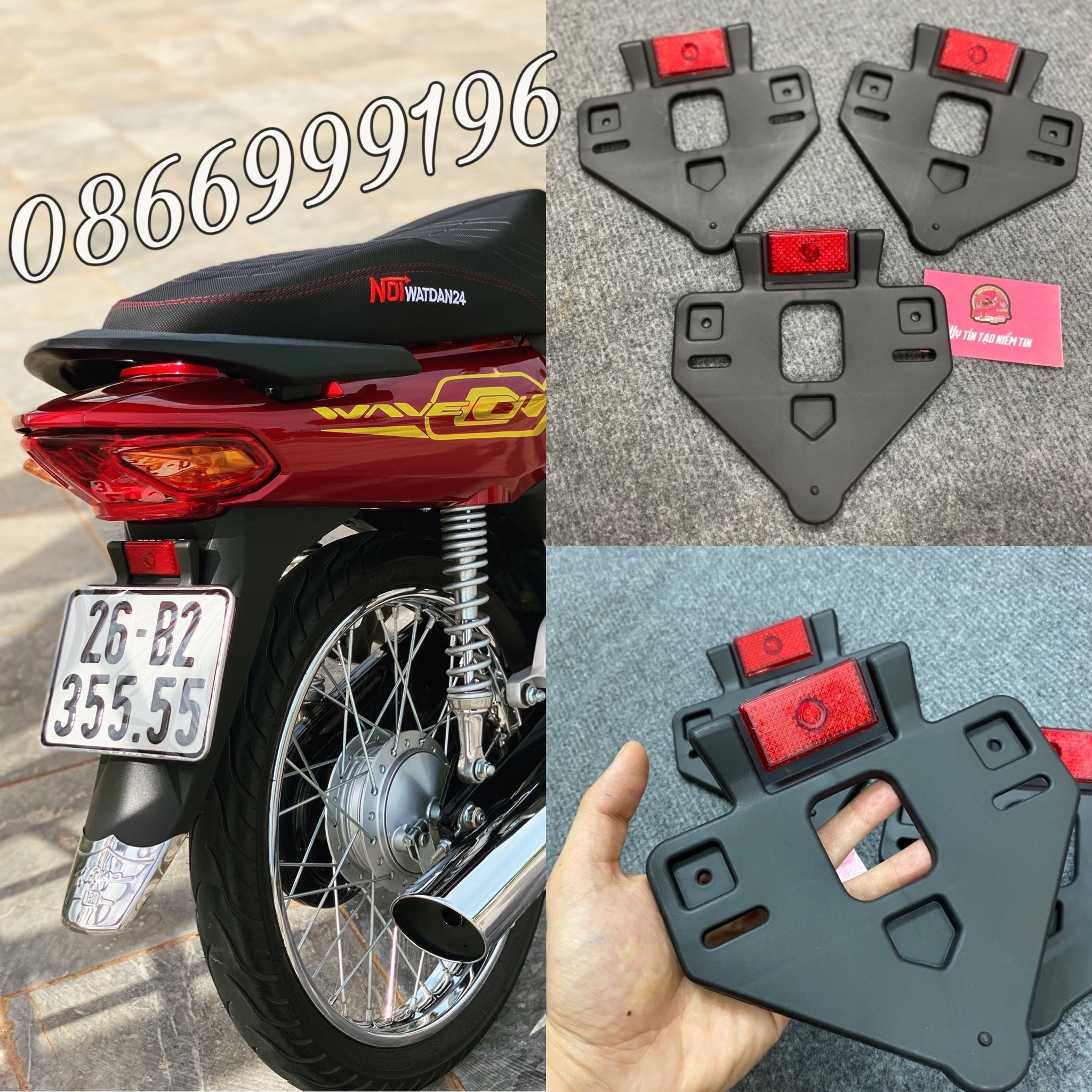 Pát biển số Tam Giác phản quang gắn biển số cho xe máy .