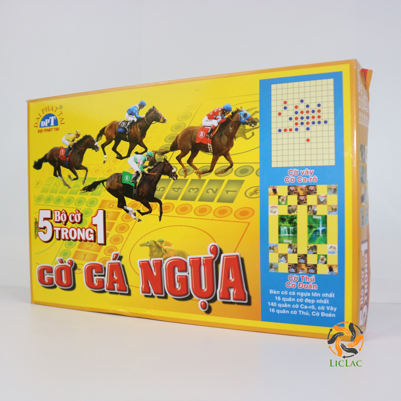 Bộ cờ cá ngựa 5 trong 1 đại phát tài - bàn cờ cá ngựa lớn, cờ ca rô, cờ vây, cờ thú, cờ đoán, đồ chơi trẻ em - home baby