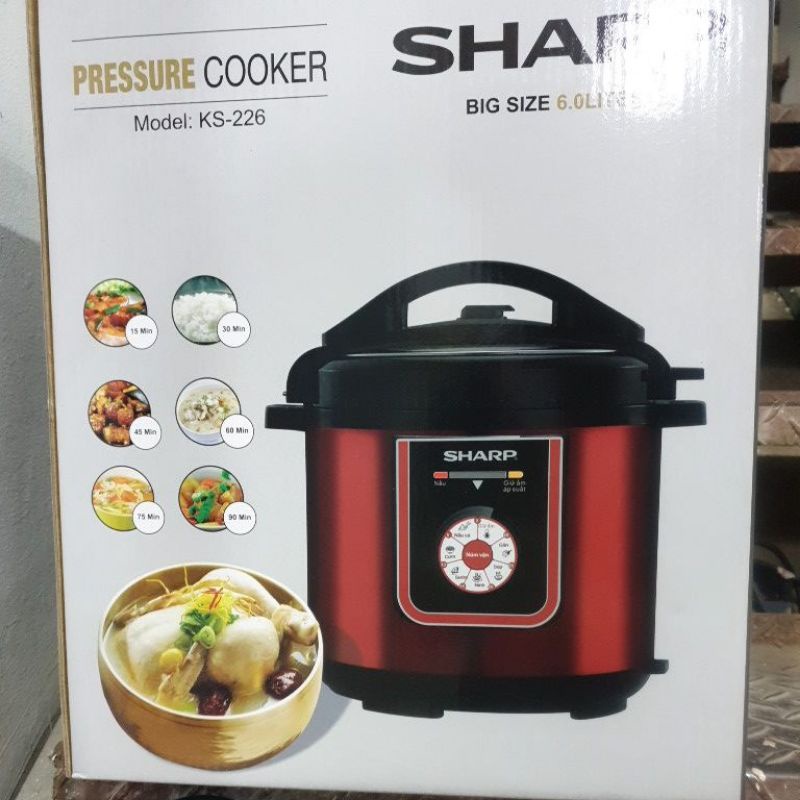 Nồi Áp Suất Đa Năng Sharp thailan chính hãng ,Dung Tích 6 lít ks-226-228-180s. nồi áp suất sharp,nồi áp suất, nồi áp suất đa nâng, Lòng Nồi Hợp Kim Nhôm Chống Dính, Thiết Kế Vung Liền Chắc Chắn, Có chức năng hẹn giờ tiện dụng,