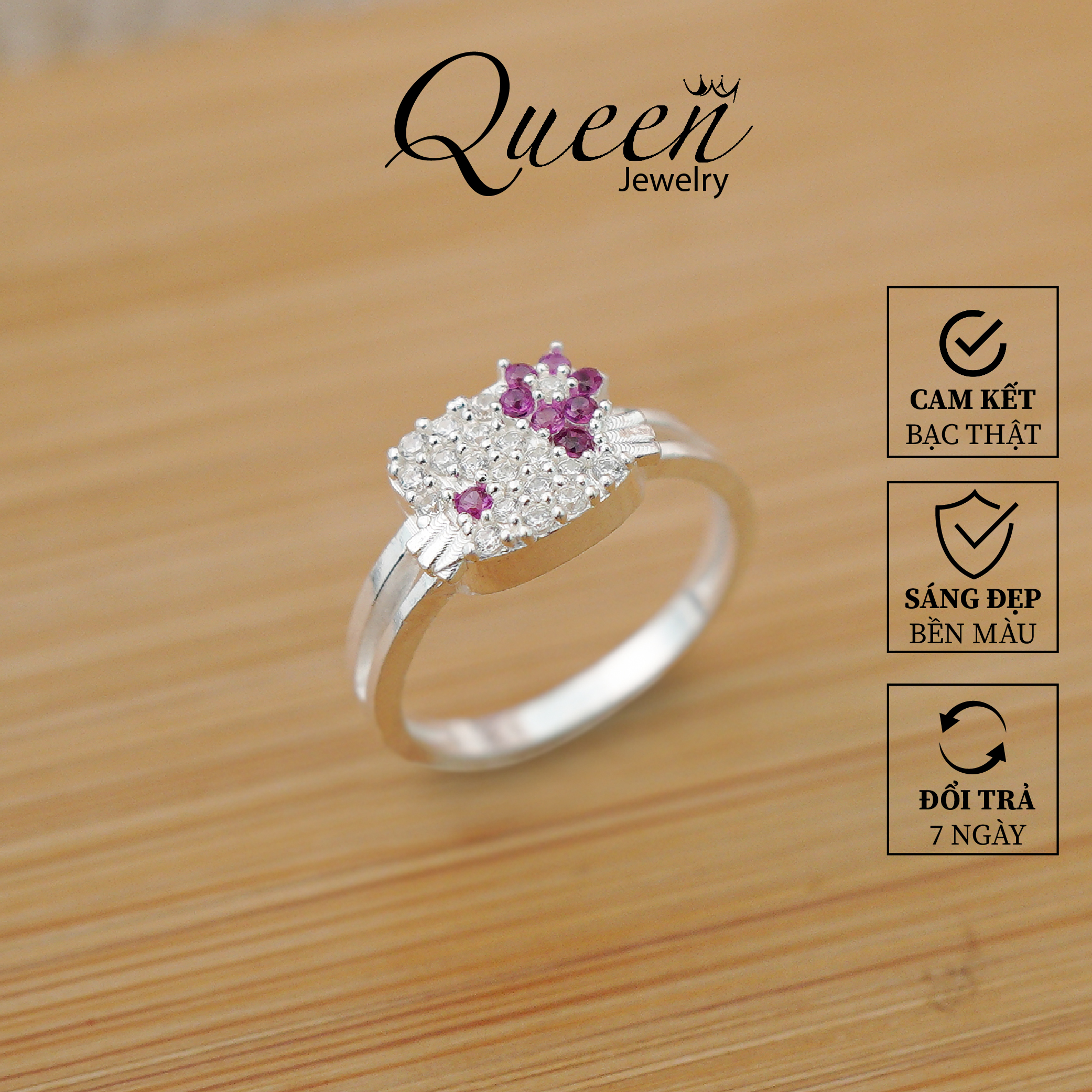 Nhẫn bạc cho bé gái hình kitty dễ thương Trang sức bạc Queen Jewerly Cam kết bạc thật sáng đẹp, bền màu