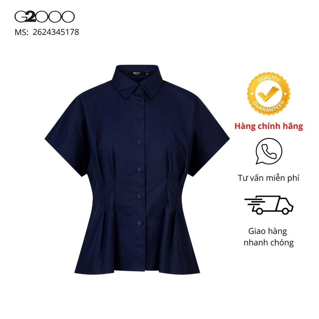 Áo kiểu nữ g2000 màu xanh đậm/trắng