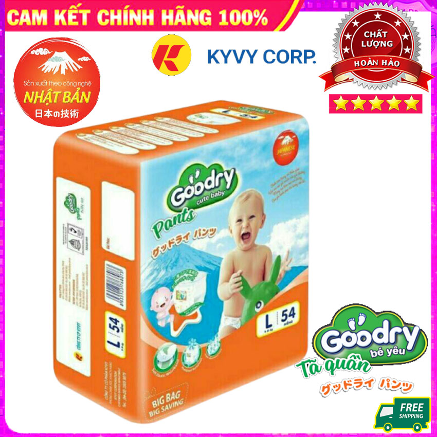 Tã quần Goodry Bé yêu (M60/ L54 / XL48/ XXL44) Miếng - Tã Nhật Hàng Chính Hãng BiBo Shop