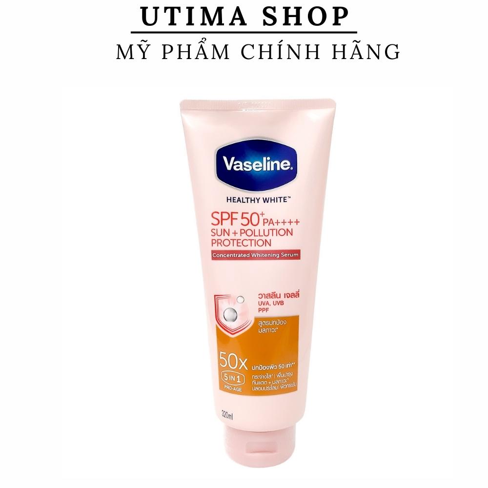 Vaseline dưỡng thể 50x dưỡng trắng da toàn thân vaseline 50x healthy bright spf50+ pa++++ 320ml thái lan - utima shop