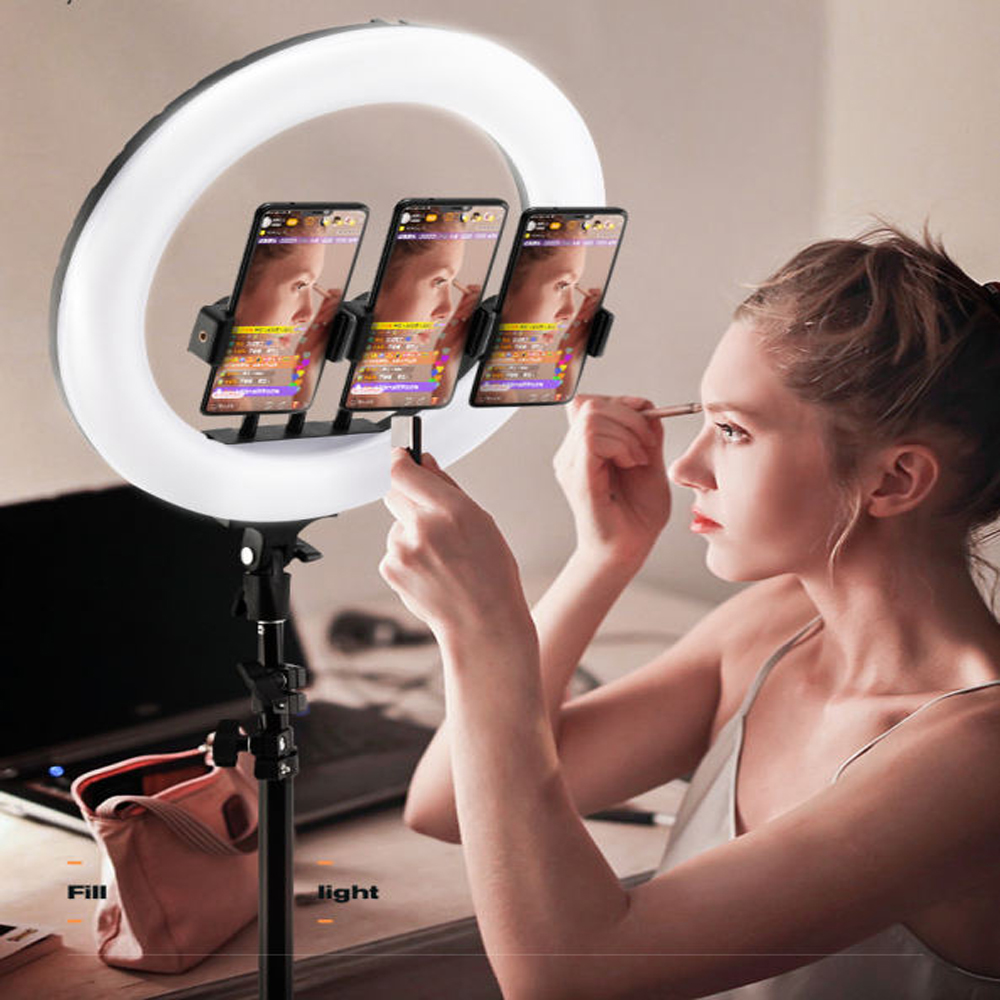 [HCM]Đèn Livestream 54cm YQ 520B Đèn Bán Hàng Online 54cm Có Remote Điều Khiển Từ Xa Tặng 3 Kẹp Điện Thoại  Đèn  54cm (21inch) Dành Cho Livestream Makeup Phun Xăm .Quay Tiktok Chân 2m1