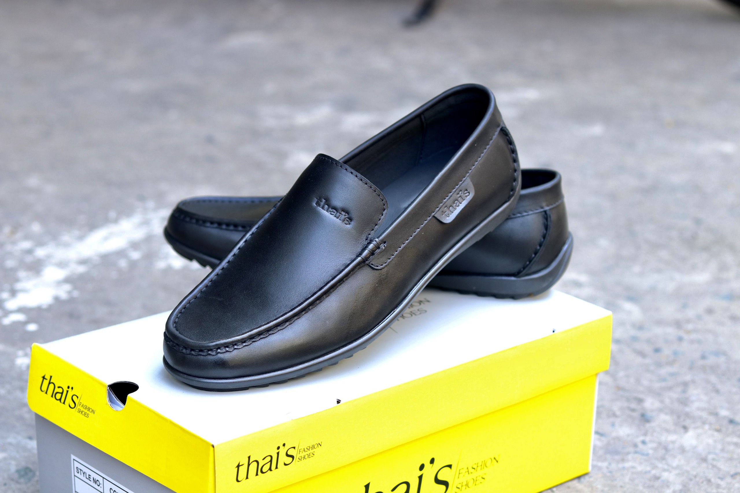 Giày mọi nam da bò thật - Giày Thái Lan - Giày da công sở, giày nam đẹp TH01T trơn