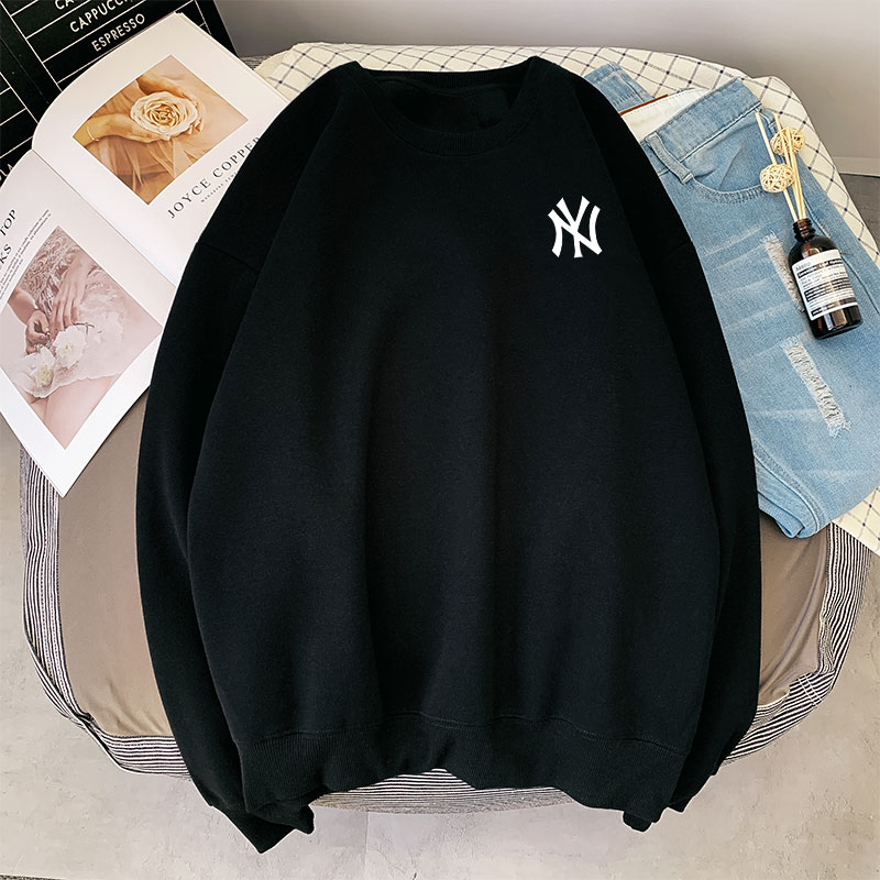 (GET 1 BUY 1 )  Áo khoác sweater logo MLB form rộng cho nam và nữ Chất Liệu Thun NỈ Ngoại