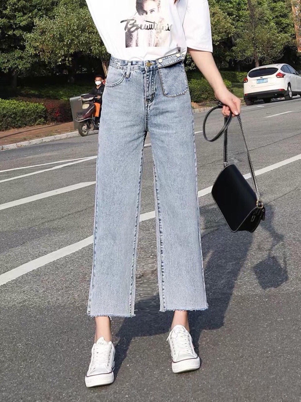 [HCM]QUẦN JEAN NỮ ỐNG RỘNG TÔN DÁNG CÓ TÚI HỘP SIÊU DỄ MẶC - JT39