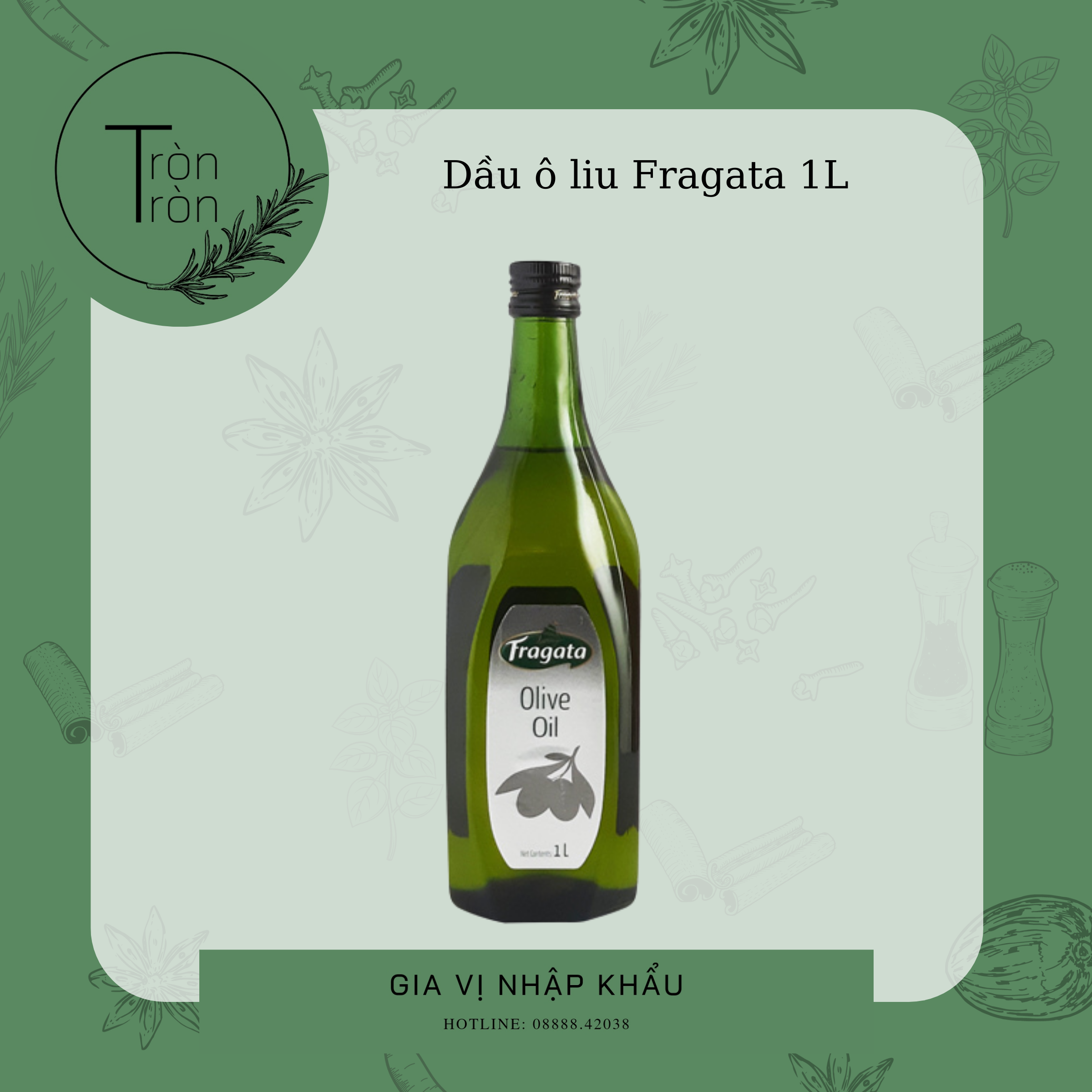 FRAGATA Dầu ăn oliu (olive/ô liu) extra virgin  - 1L nấu ăn kiêng ăn sống trực tiếp eat clean giảm cân ăn dặm cho bé