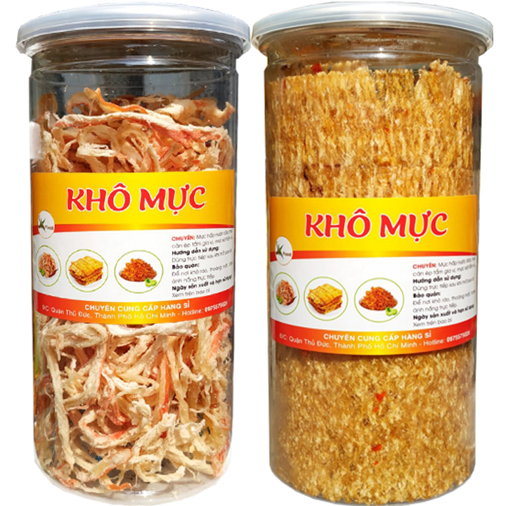 COMBO 2 HŨ: MỰC CÁN ÉP - MỰC HẤP CỐT DỪA - TỔNG 500G HIỆU SKFOOD