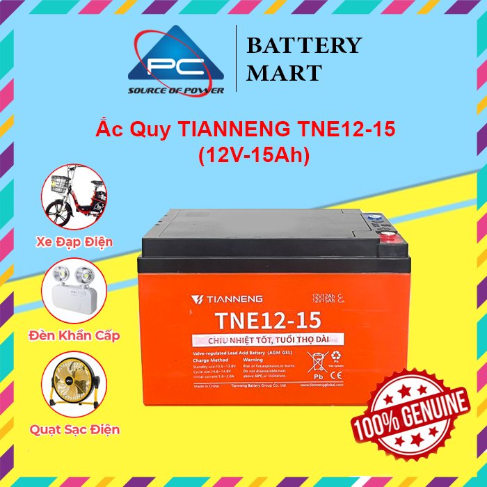 Ắc Quy Xe Đạp Điện Thiên Năng TIANNENG TNE12-15 12V-15AH acquy dùng cho Loa Kéo Năng Lượng Mặt Trời