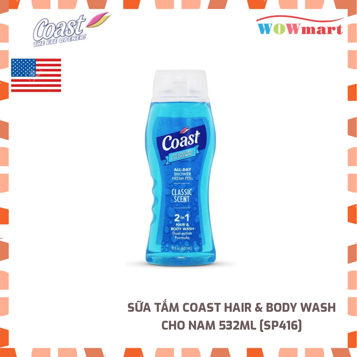 [HCM]Sữa tắm Coast Hair & Body Wash cho nam 532ml - MỸ
