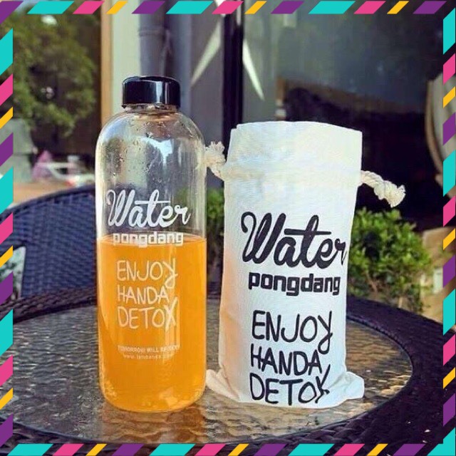 Bình nhựa đựng nước - bình đựng nước detox 1l có kèm túi xách