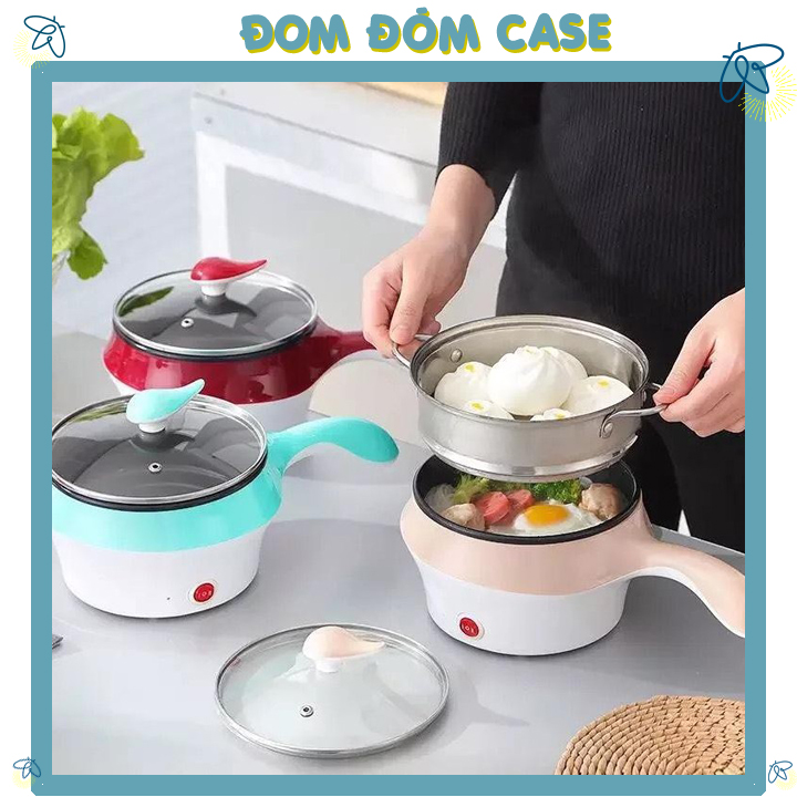 [Hàng Loại 1] Nồi Điện Mini Hai Tầng Đa Năng Tặng Kèm Khay Hấp có thể Chiên, Xào, Nấu ăn, nấu cơm, nấu lẩu mini