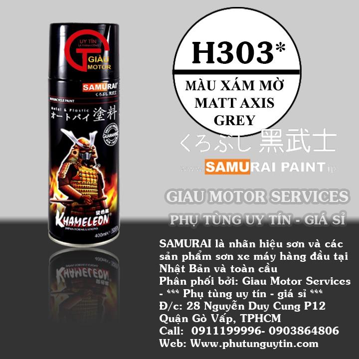 Sơn xit Samurai H303 màu xám mờ Honda Matt Axis Grey