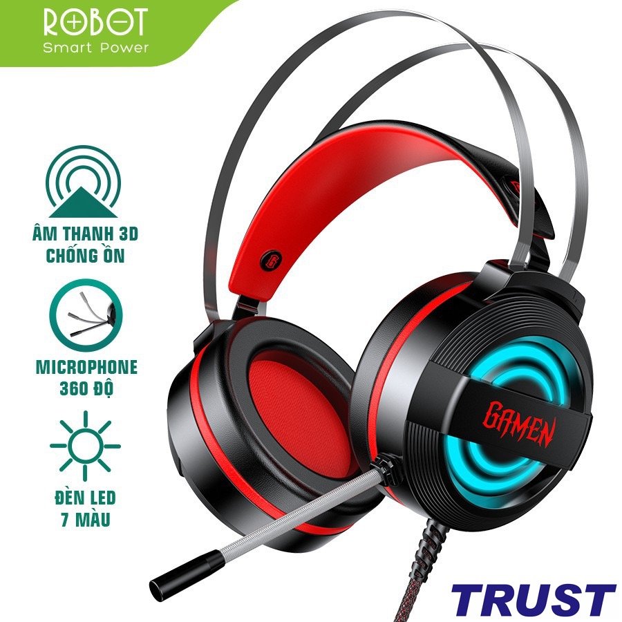 [HCM] BẢO HÀNH CHÍNH HÃNG 12 THÁNG - LỖI ĐỔI MỚI - Tai Nghe Chụp Tai Gaming ROBOT GAMEN GH1100 - Âm Thanh 3D Chống Ồn Hiệu Ứng LED Kiểu Dáng Thể Thao