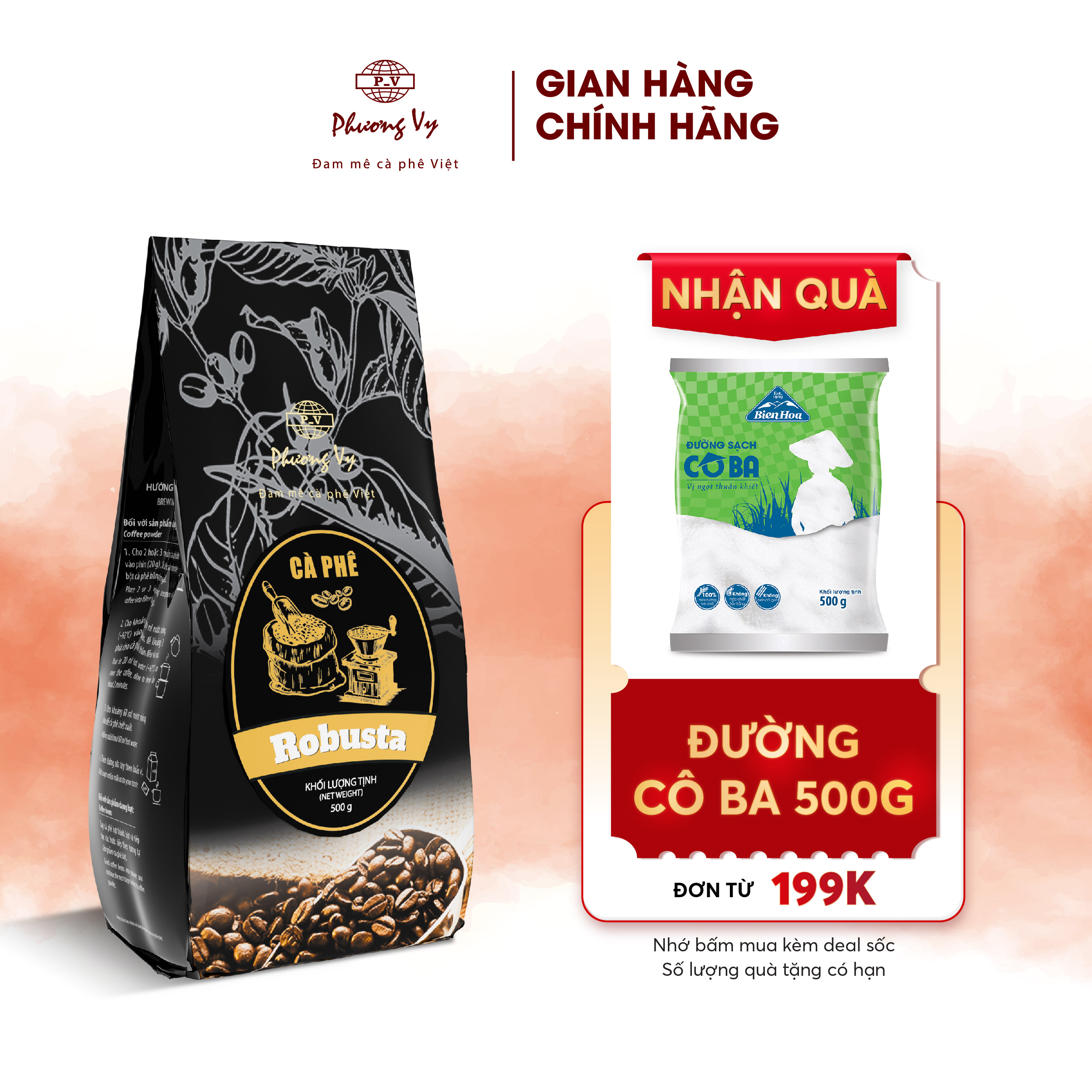 Cà Phê Truyền Thống Robusta 500g vị đậm đà, thơm ngon, dành cho pha phin, Phương Vy Coffee