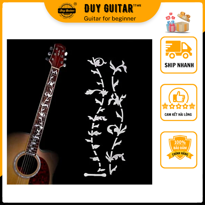 Miếng dán trang trí cần đàn guitar - sticker dán cần đàn guitar - loại nhánh lá Hình bậc thang Duy Guitar Store phụ kiện guitar giá tốt