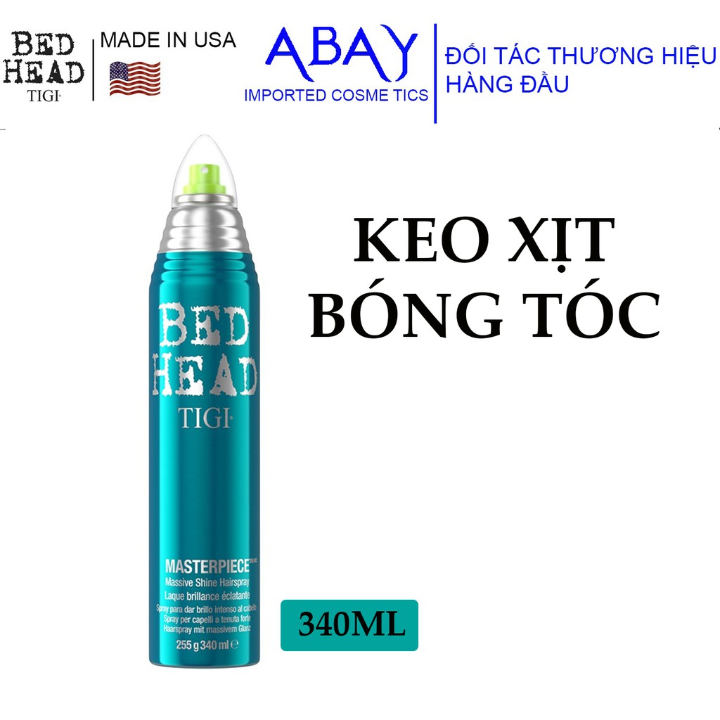 Keo xịt bóng tóc TIGI Bed Head Masterpiece shine hairspray giữ nếp cứng vừa Mỹ (340ml)