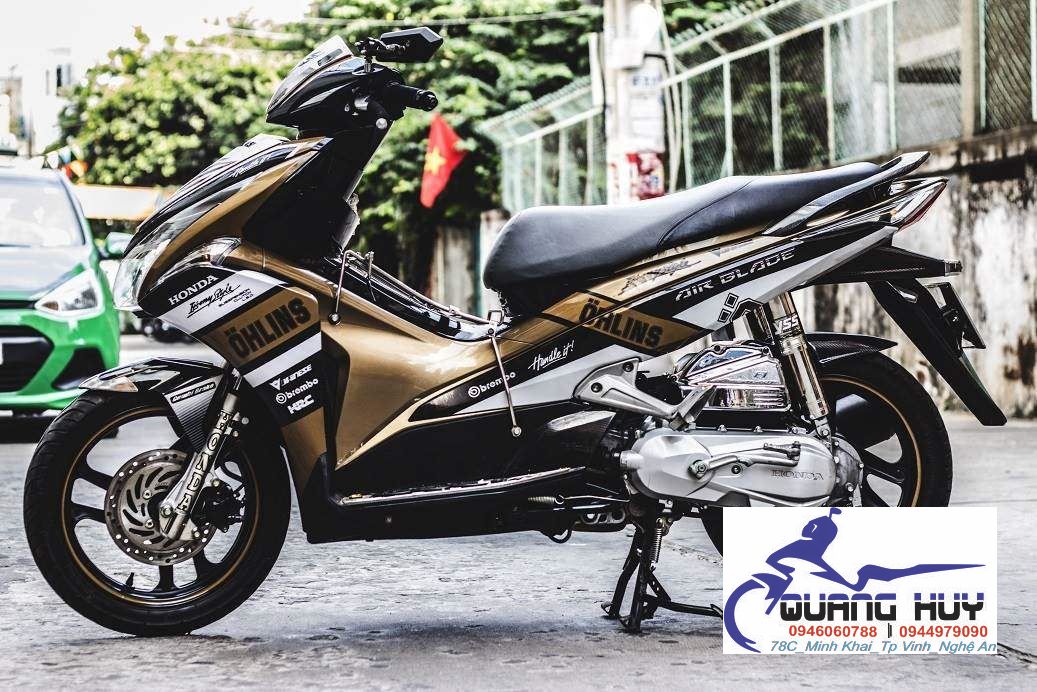 Tem trùm airblade đen vàng đồng,team decal ab 2011 ohlins