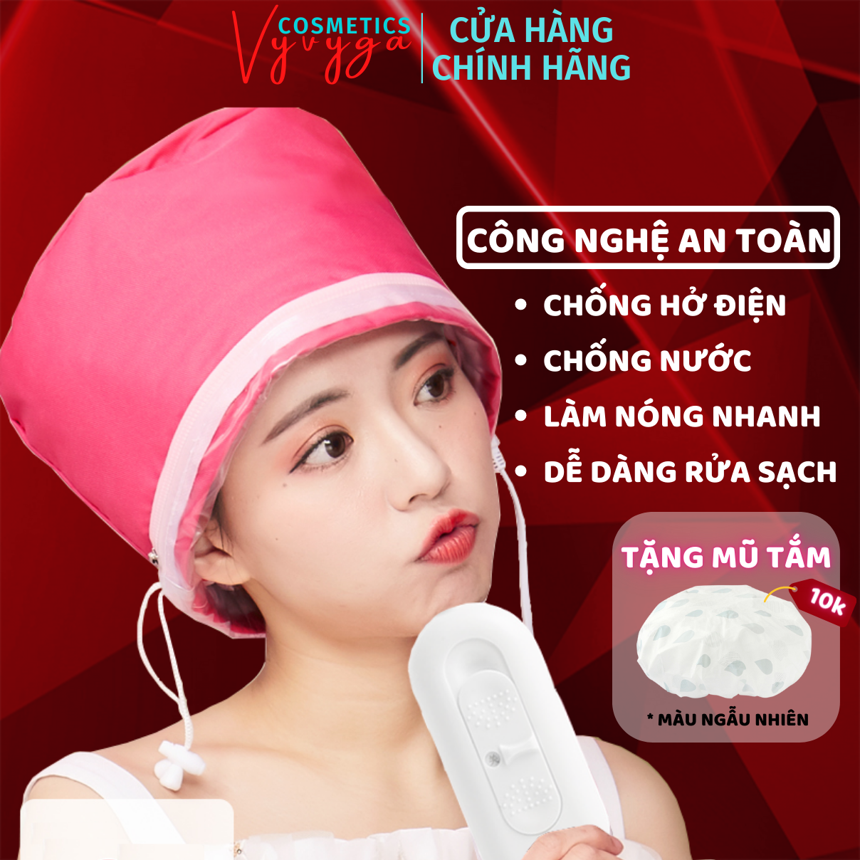 Mũ ủ tóc hấp tóc nhiệt tại nhà, nón kích nhiệt chống nước an toàn 3 cấp độ Tăng hiệu quả kem ủ tóc keratin collagen DC12