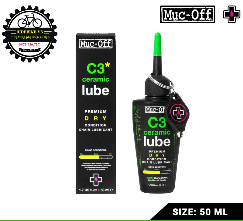 Dầu nhớt khô tra sên xích xe đạp muc-off ceramic dry c3 50ml