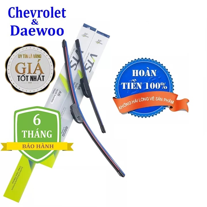 Bộ 2 thanh gạt nước mưa ô tô Nano xương mềm cao cấp hãng xe Chevrolet, Daewoo: Cruze-Aveo-Captiva-Trax-Spark-Lacetti-Gentra-Lanos-Matiz-Orlando-Colorado