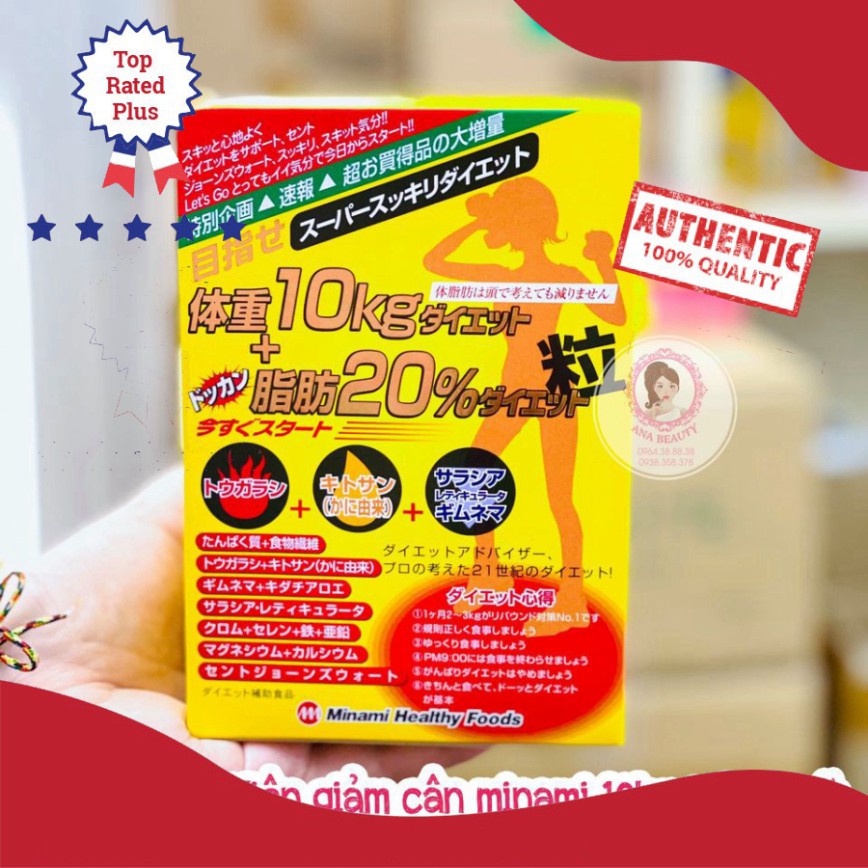 Vien uong giảm can 10kg + 20% mỡ minami nhật bản