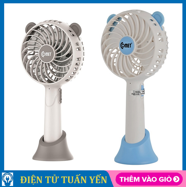 Quạt sạc cầm tay Comet CRF0804 công suất 3W, thiết kế tai mèo đáng yêu, nhỏ gọn dễ mang đi học - Hàng chính hãng