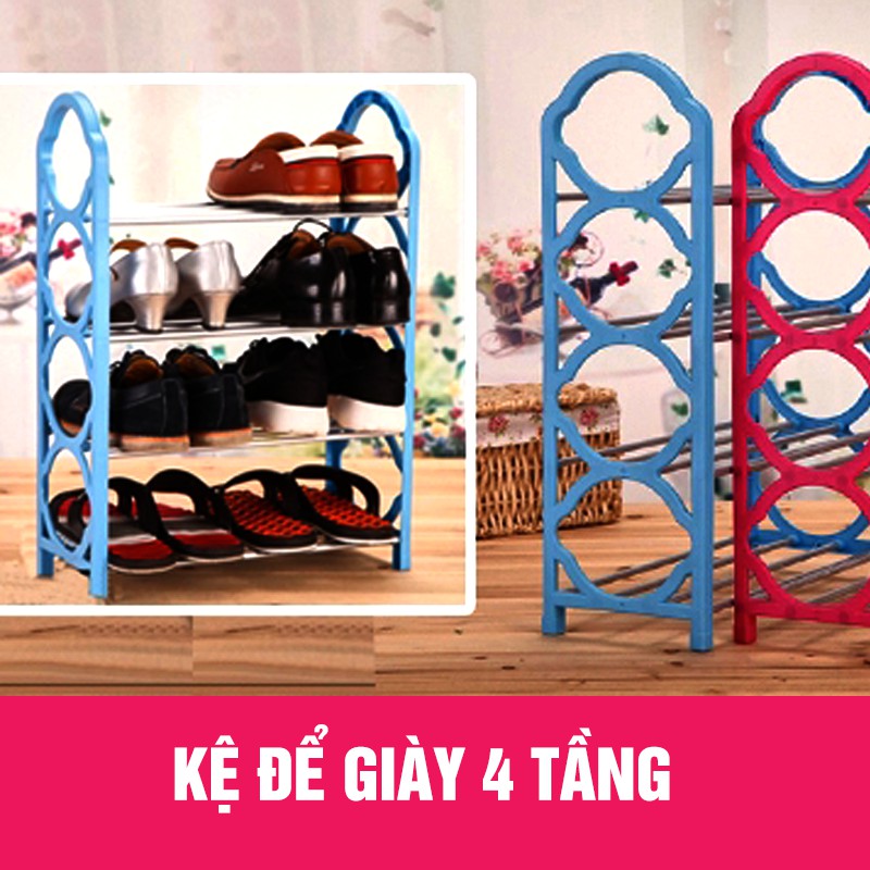Kệ để giày dép 4 tầng tiện dụng Giá Tốt 360, Kệ giày dép 4 tầng khung inox,giá để giày inox 4 tầng,giầy dép,kệ để đồ,kệ sách,ke giay dep,đồ nội thất (Màu ngẫu nhiên)