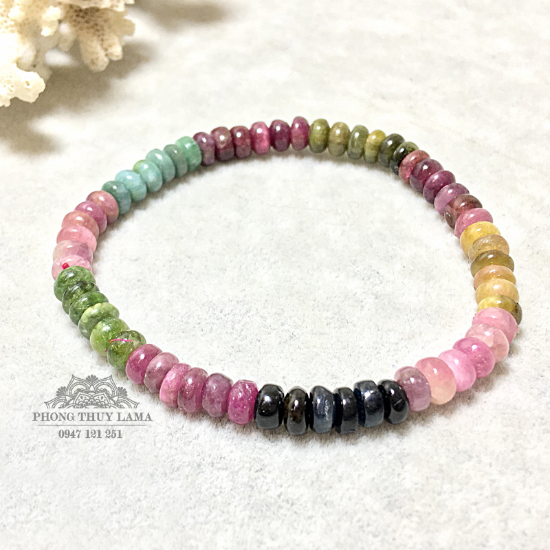 Vòng tay đá tourmaline bánh xe 6mm