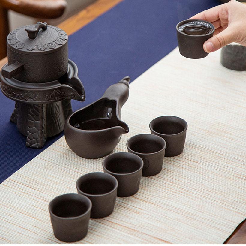 Bộ ấm trà gốm sứ tự động rót