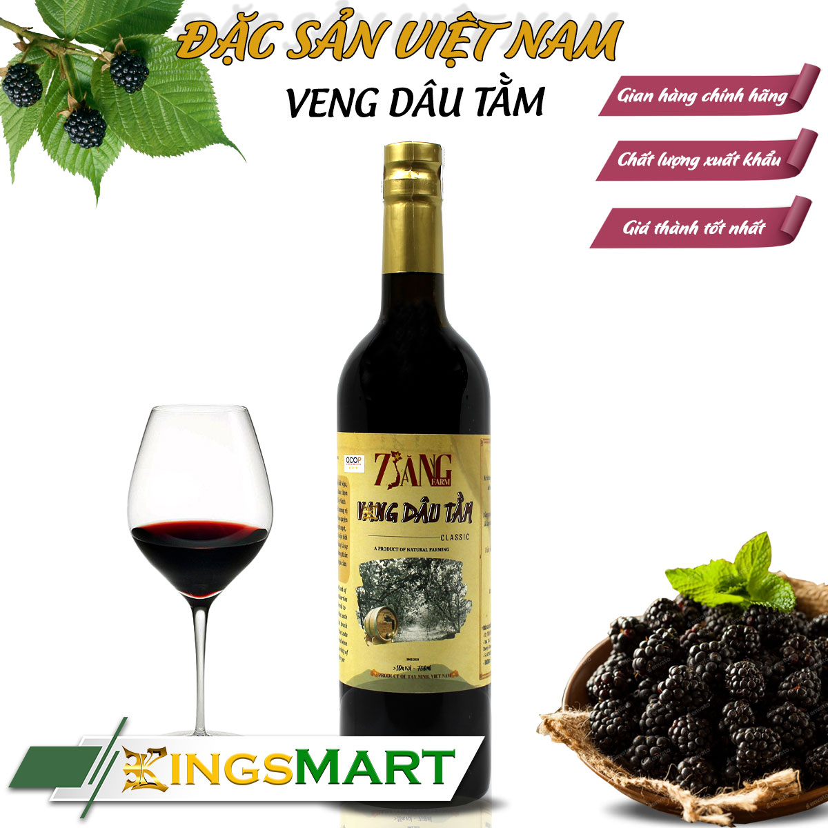 Veng Mulberry Naturally Grown - 7 Sang Brand - Tay Ninh Specialty - 750ml Glass Bottle - Kingsmart