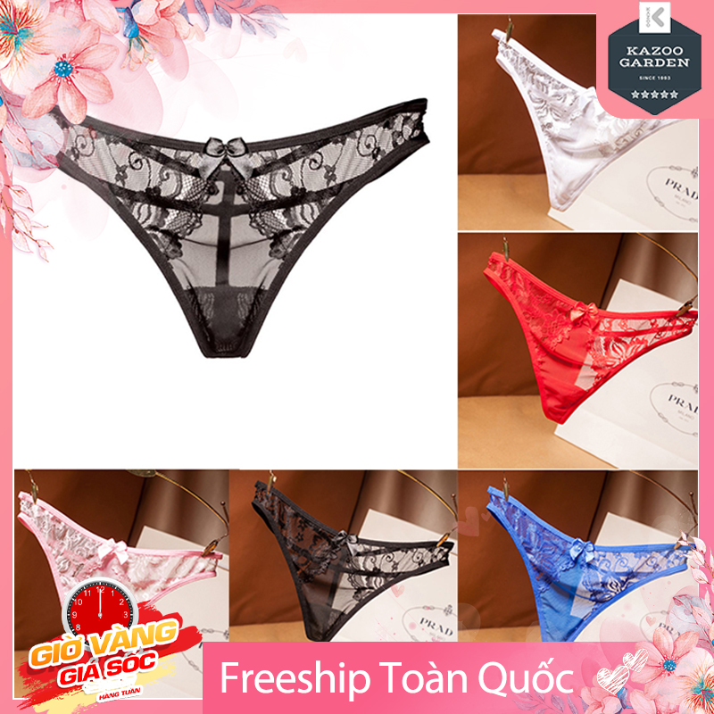   FREESHIP + ÁP MÃ GIẢM 10%  Quần Lót Nữ Lọt Khe Xuyên Thấu Đính Nơ Gợi Cảm Phối Ren Sexy Freesize Dưới 60Kg 