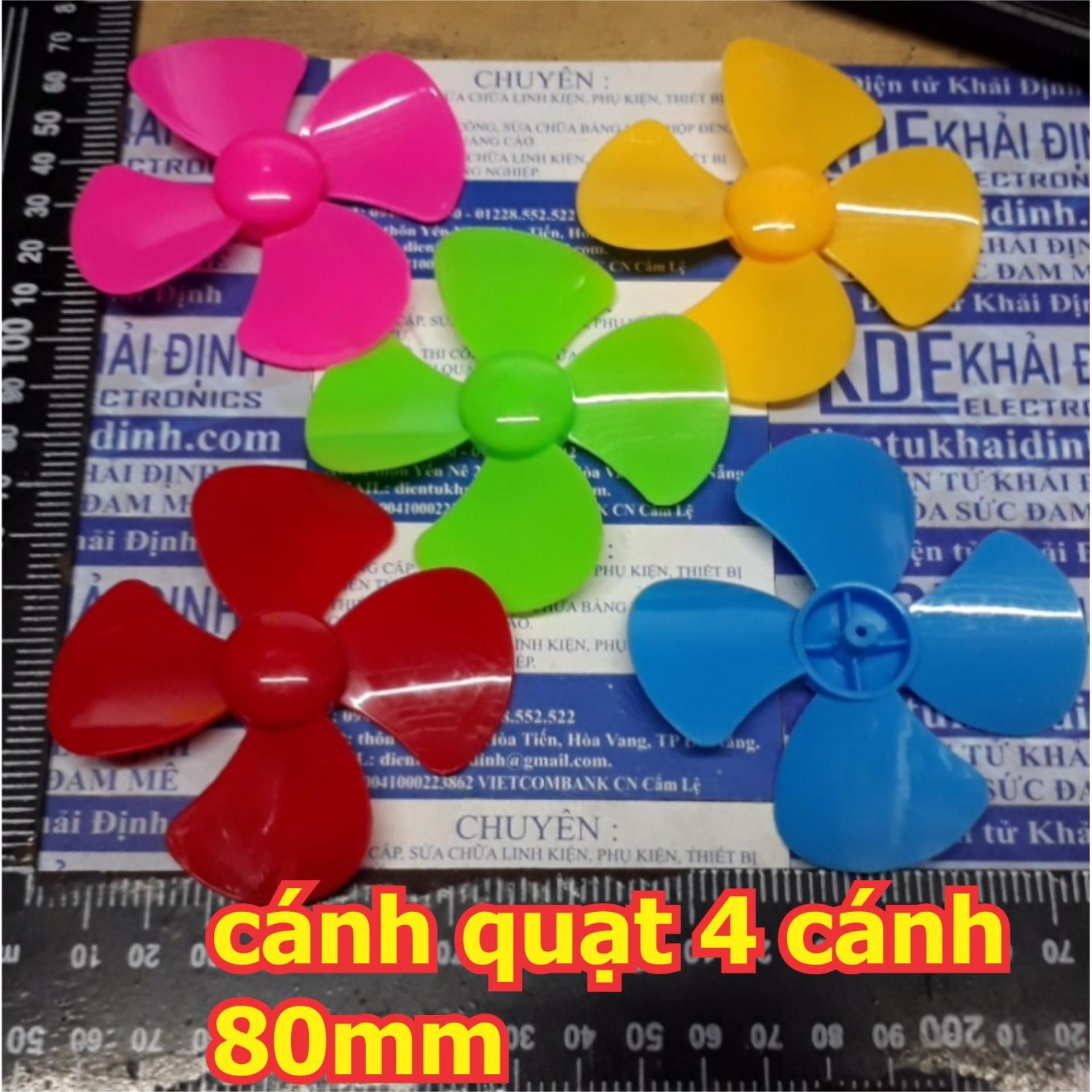 combo 10 cánh quạt nhựa 4 cánh 80mm trục 2mm, đủ màu kde2929
