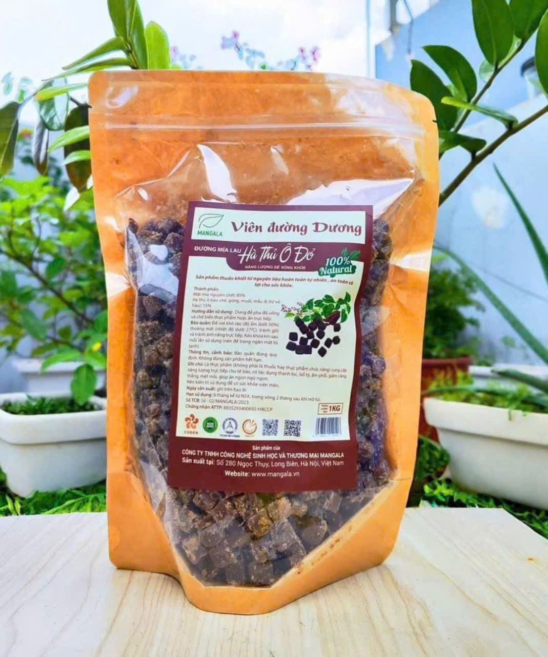 Đường mía hà thủ ô đỏ, viên đường dương từ mật mía nguyên chất và thảo dược tự nhiên túi 1kg