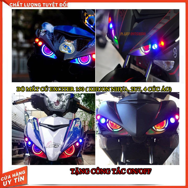 MẮT CÚ CHO EXCITER 150 ( ĐỦ ĐÈN 2U7, 4 CÚC ÁO)-TẶNG CÔNG TẮC ON/OFF ( lắp như zin ex 150 2015-2019)
