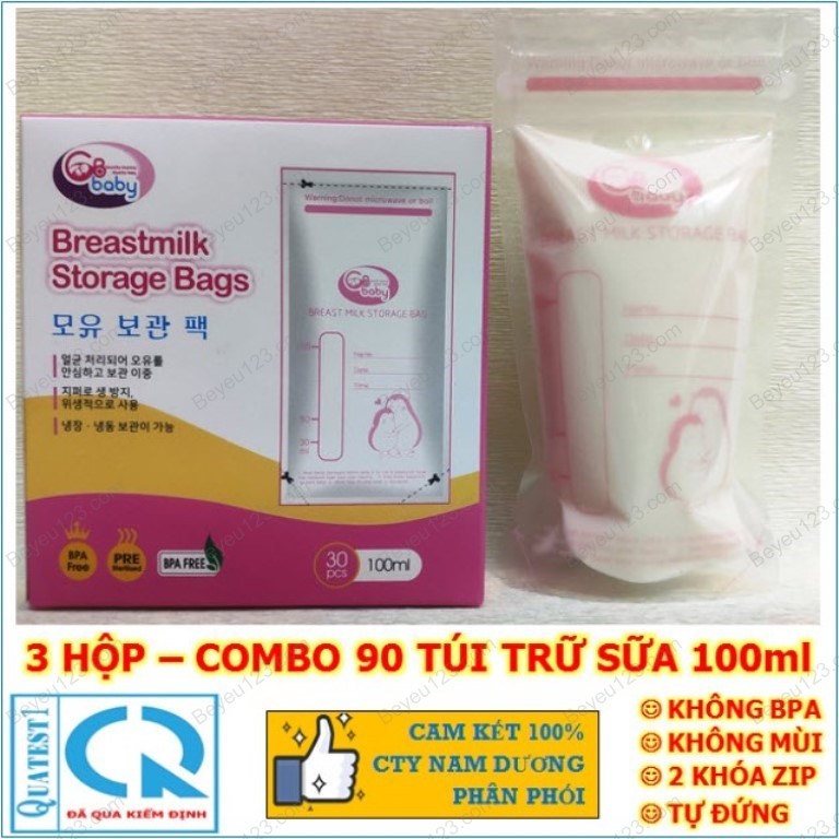 3 Hộp - 90 túi trữ sữa mẹ 100ml GB BABY G30 (Công nghệ Hàn Quốc) -Tốt & rẻ so với Unimom, Sunmum, Sami, Cmbear, Ichiko, Pur, Natur, Kichilachi Kichi, Spectra, Medela, Lansinoh GBB GB2030