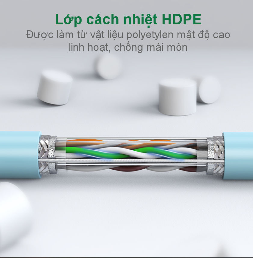 Cáp mạng S/FTP CAT6 cao cấp dài 305m màu xanh da trời UGREEN NW124 70317 Cáp mạng S/FTP CAT6 cao cấp dài 305m màu xanh da trời UGREEN NW124 70317
