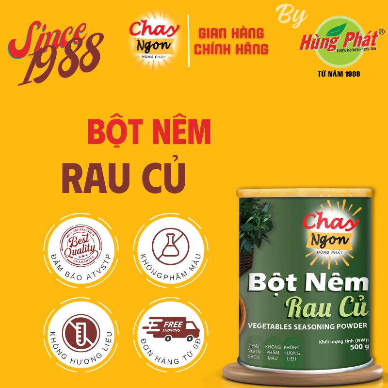 Bột Nêm Rau Củ Chay Ngon Hùng Phát Hộp 500g Hoàn Toàn Thuần Từ Cốt Rau Củ Tự Nhiên