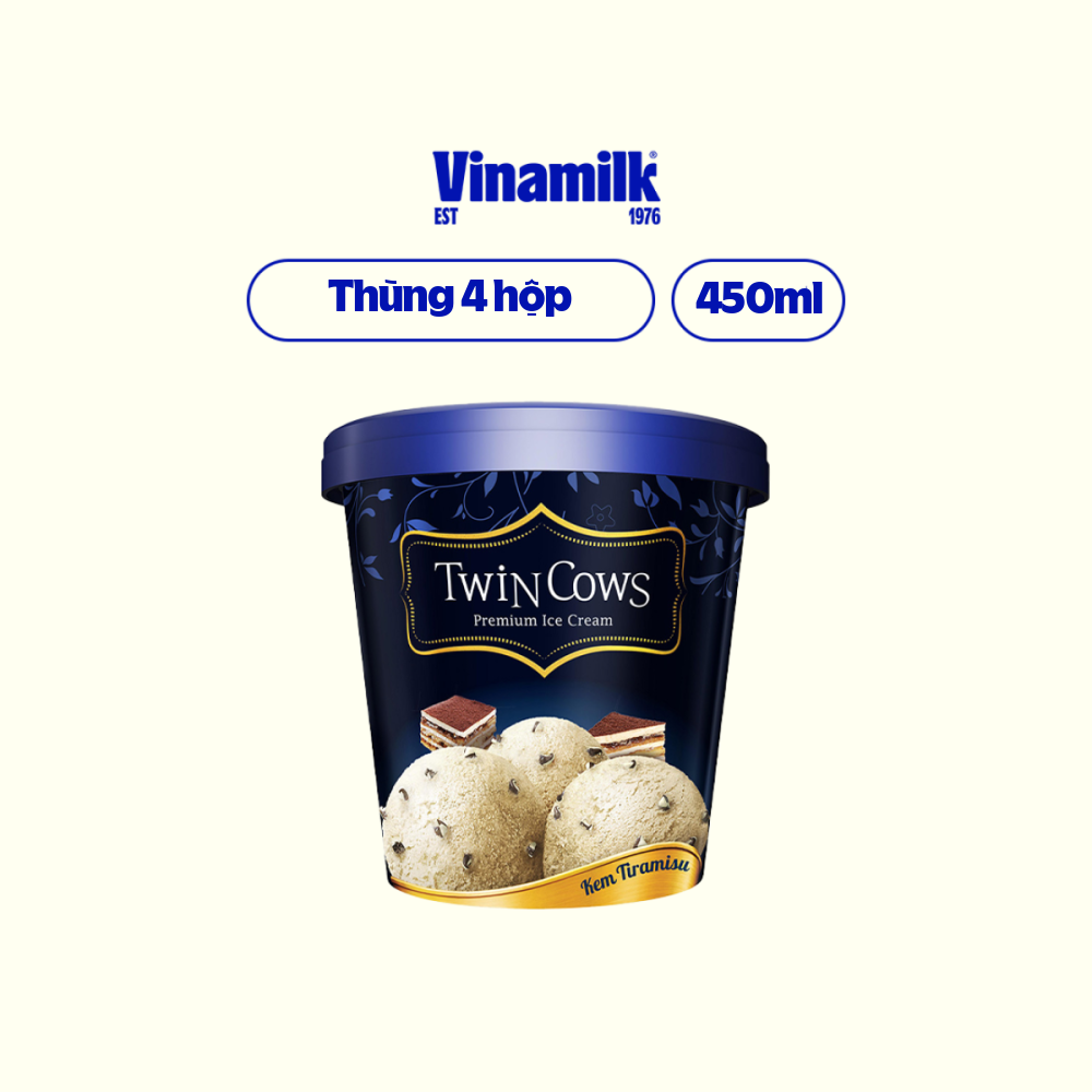 2 hộp kem twin cows tiramisu hộp 450ml
