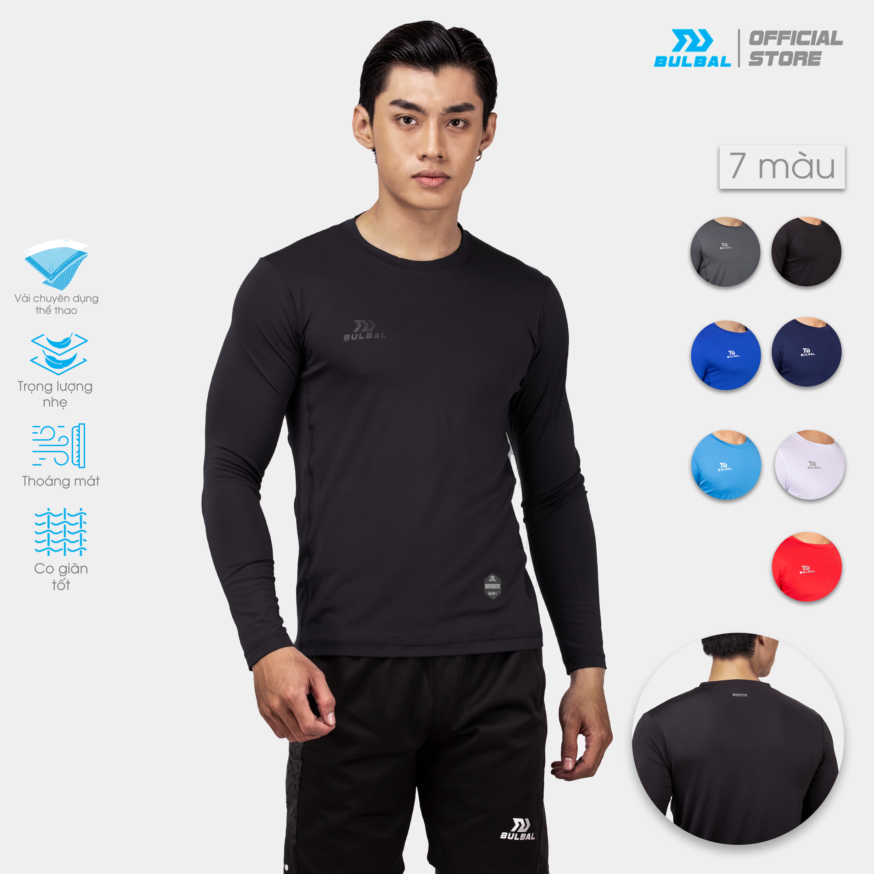 Áo giữ nhiệt chính hãng Bulbal, Áo thun lót trong giữ nhiệt Body dài tay nam SPHR47
