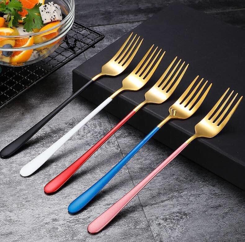 5 dĩa Inox 304 mạ vàng cán 5 màu