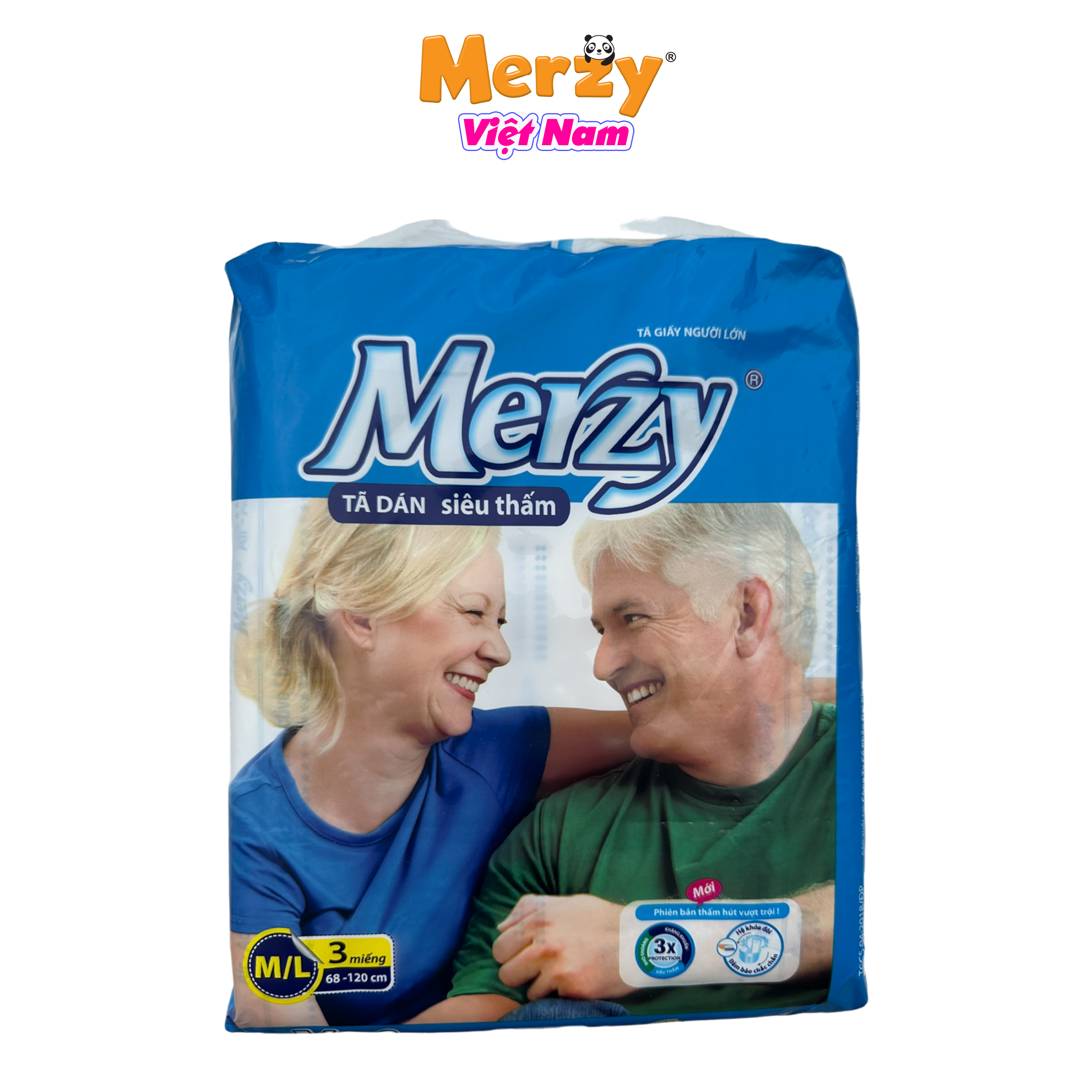 Tã người già Merzy bỉm người già size m/l 3 miếng bỉm người lớn khô thoáng siêu thấm