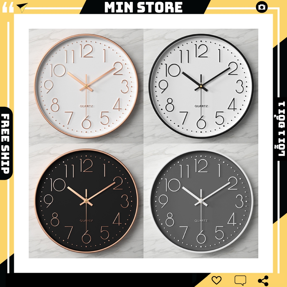 Đồng hồ treo tường kim trôi, đồng hồ quartz cao cấp kim trôi yên tĩnh - minstore
