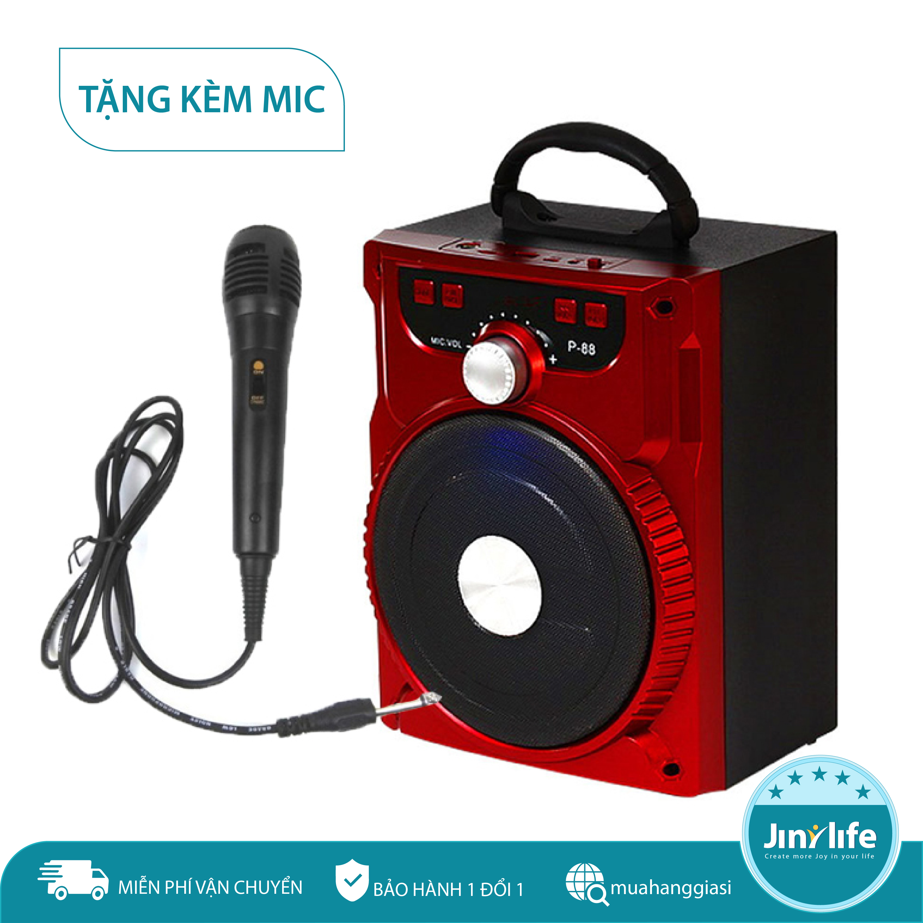 Loa Kẹo Kéo Có Mic Hát Karaoke Nghe Nhạc Bluetooth, cắm thẻ nhớ, nghe đài FM Siêu Hay - Tặng kèm Mic